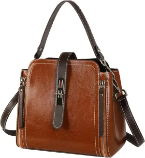 Leather Purses and Handbags Shoulder Bags Satchel Purses Ladies Pocketbook Bag Designer Crossbody Bags (Black)