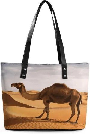 Leather Tote Bag Crossbody Bags for Women Fashion Top Handle Handbag Desert Sand Camel Ladies Shoulder Bags Casual Beach Bag Gym Bages Ladies Purses for Shopping Work Travel