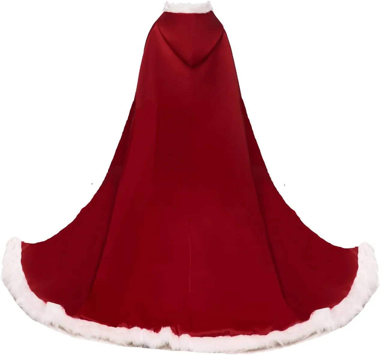 Lemai Warm Long Wedding Cloak Hooded Cape Winter Fur Trim and Hand Muff 71 IN