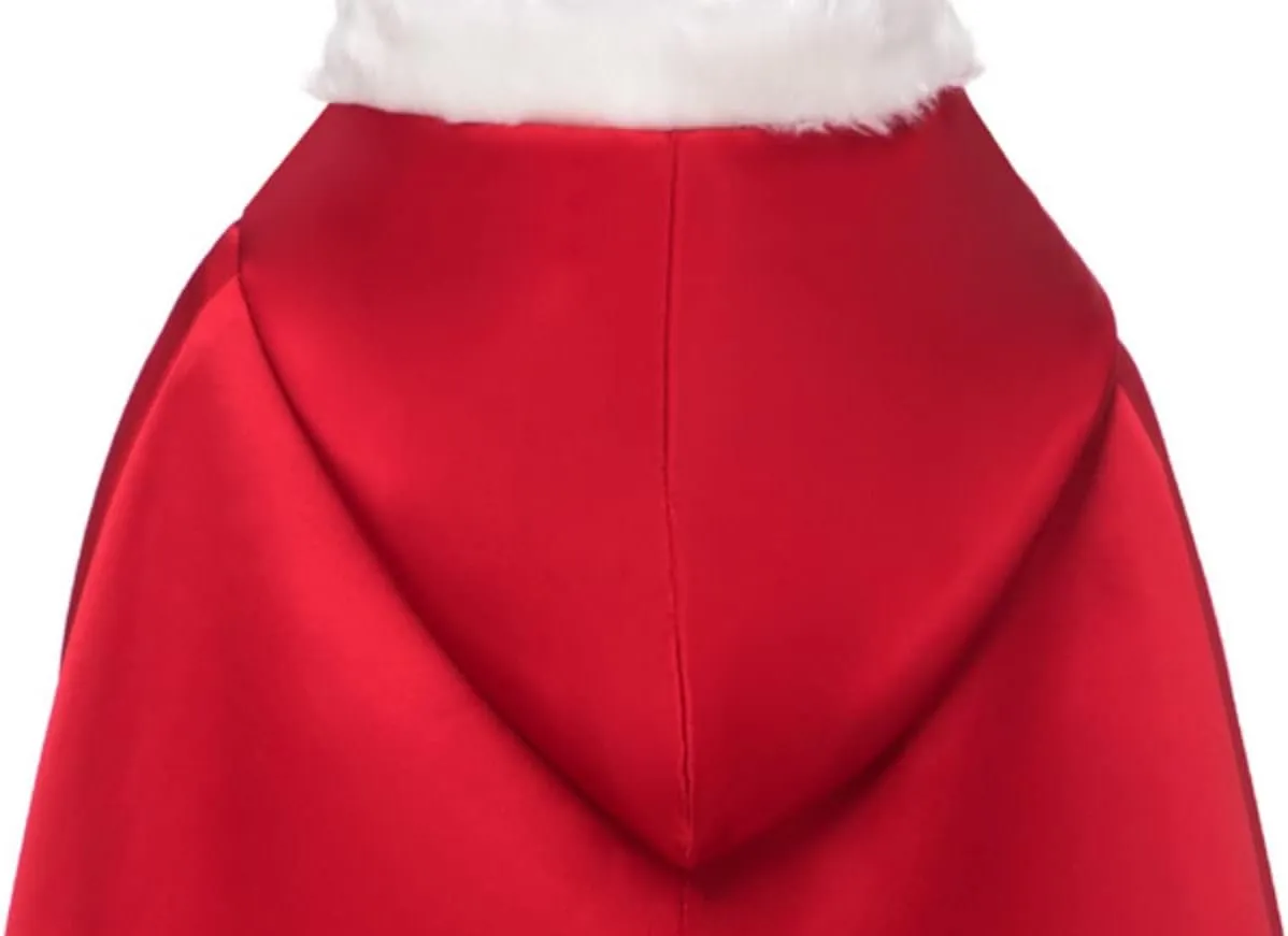 Lemai Warm Long Wedding Cloak Hooded Cape Winter Fur Trim and Hand Muff 71 IN