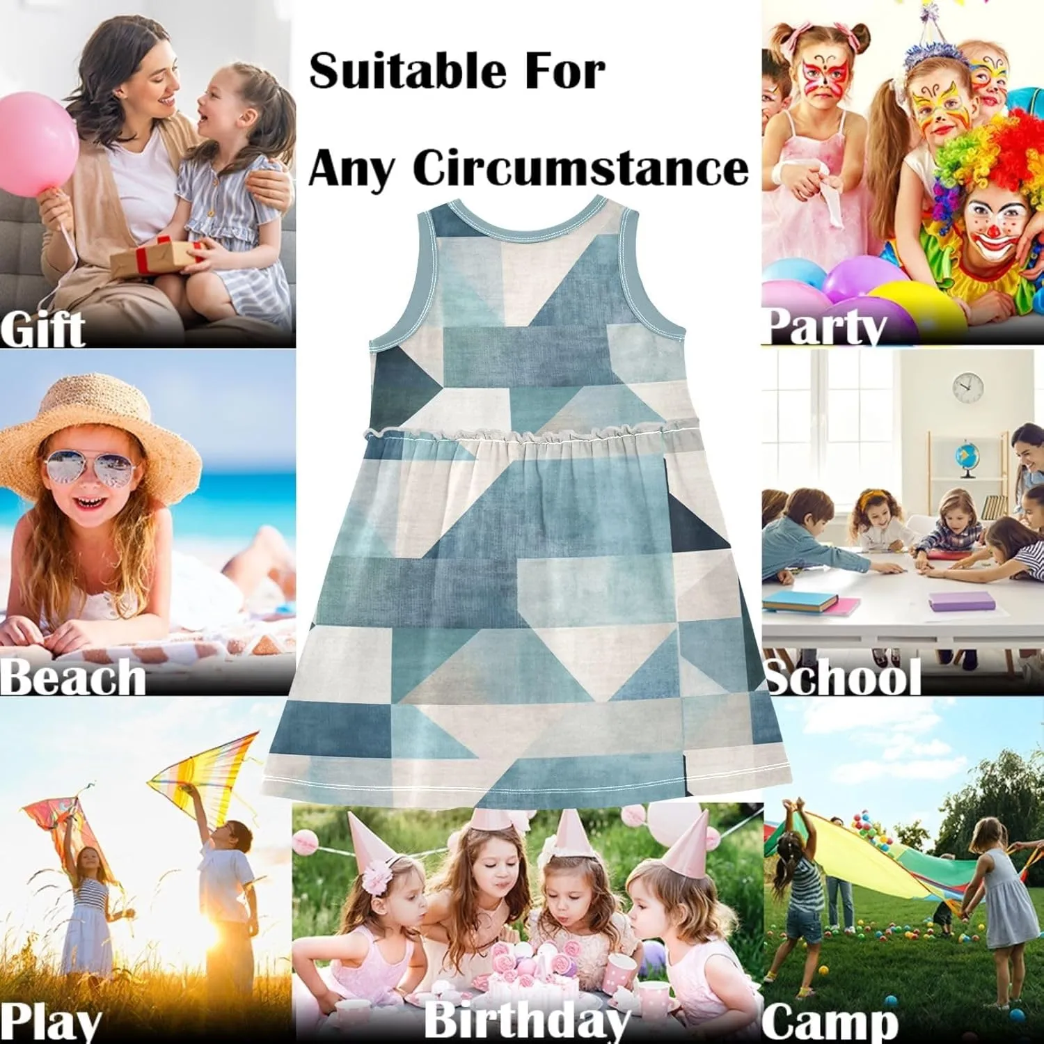 Little Girls Dress Sleeveless Casual Twirl Dresses Print Sundress for 2-8 Years