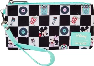 Loungefly Disney Mickey and Minnie Date Night Diner AOP Nylon Wristlet