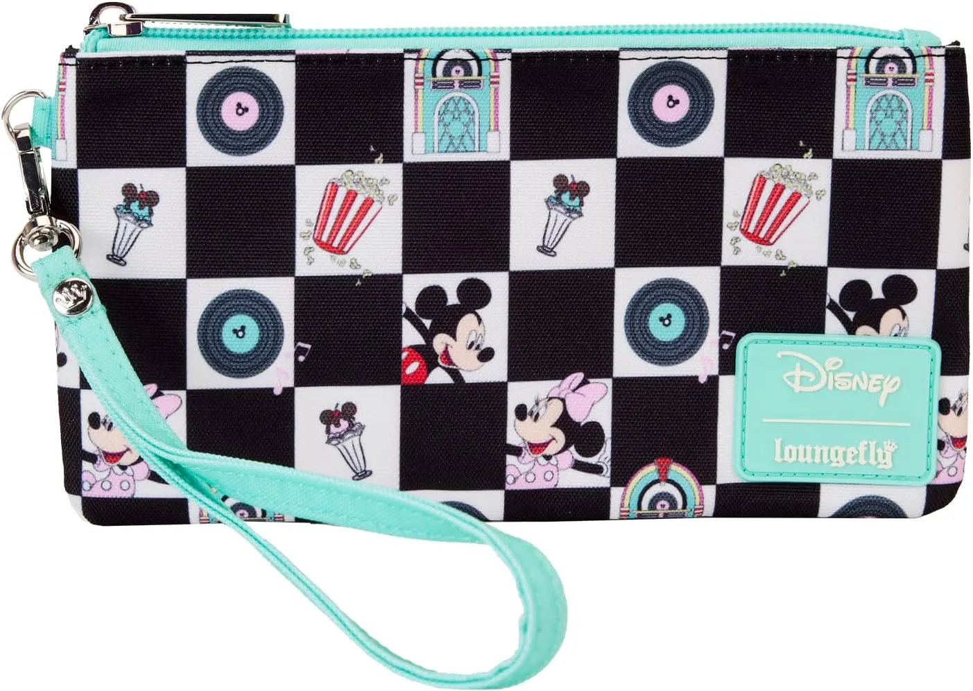 Loungefly Disney Mickey and Minnie Date Night Diner AOP Nylon Wristlet