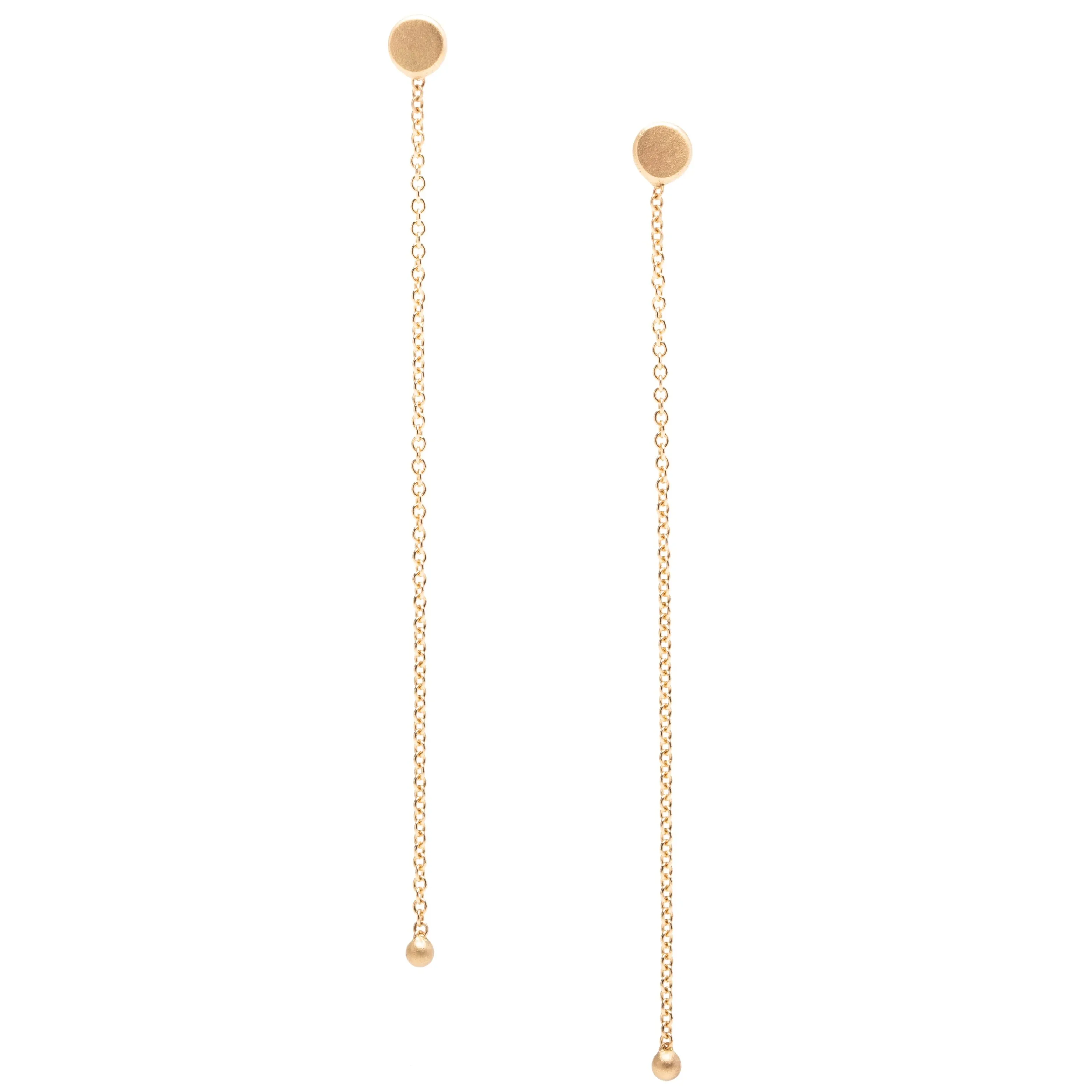 <!--ER914--> long round ball and chain earrings