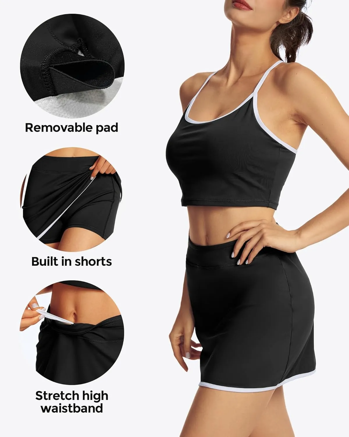 M MOTEEPI Two Piece Tennis Skirt Sets Athletic 2 Piece Tennis Skirt Sets for Women with Pockets