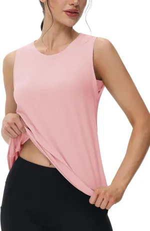 MAGCOMSEN Workout Tank Tops for Women Loose Fit Sleeveless Tops Breathable Lightweight Athletic Gym Runing Summer Shirts