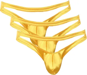 Maiyifu-GJ Men's Elastic Jockstraps Hollow Bikini Briefs Sexy Low Rise T-Back Thong G-Strings Bulge Pouch Underwear