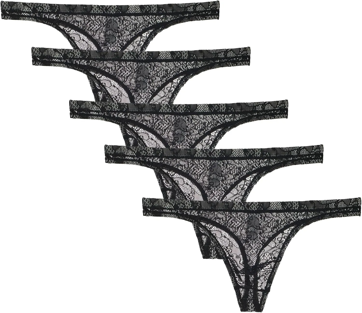 Maiyifu-GJ Men's Sexy G-String T-Back Underwear Mesh Frilly Sissy Low-Rise Bikini Briefs Sheer Lace Thong Panties