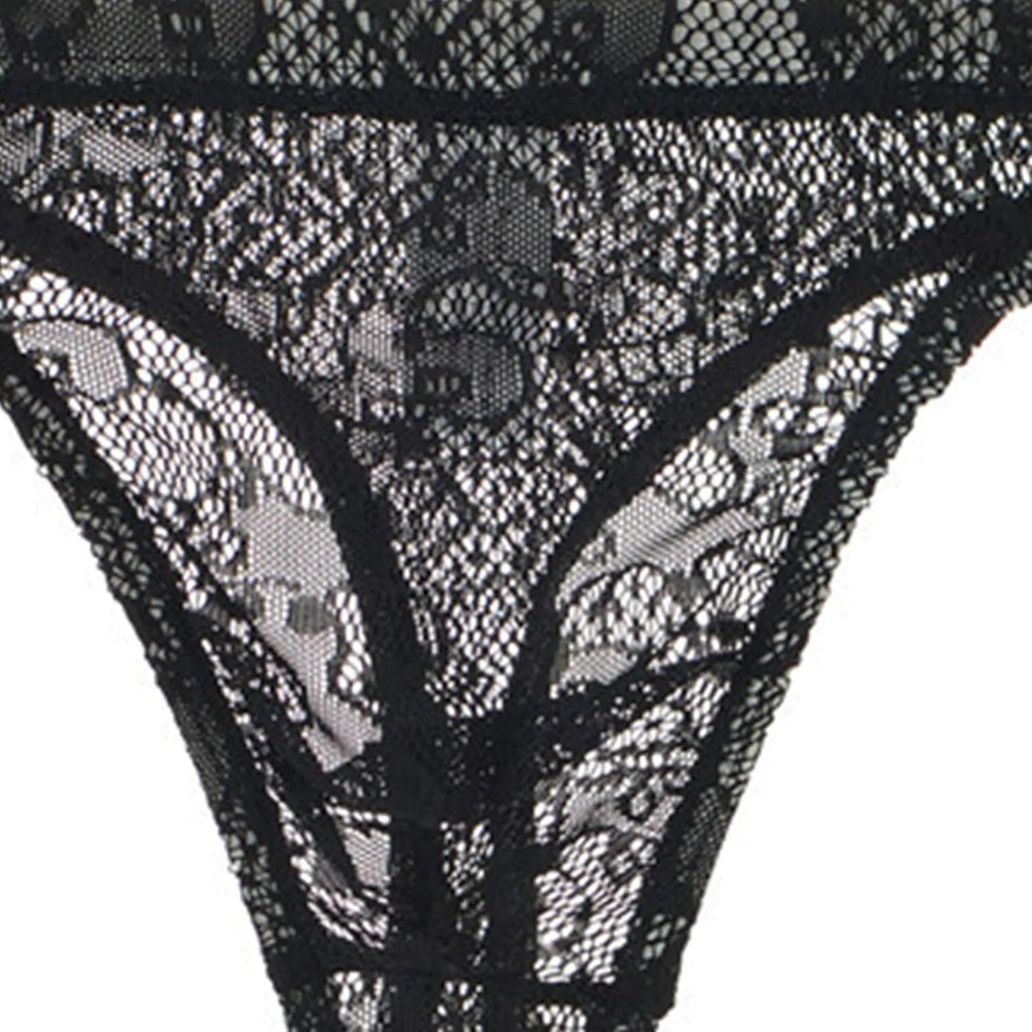 Maiyifu-GJ Men's Sexy G-String T-Back Underwear Mesh Frilly Sissy Low-Rise Bikini Briefs Sheer Lace Thong Panties