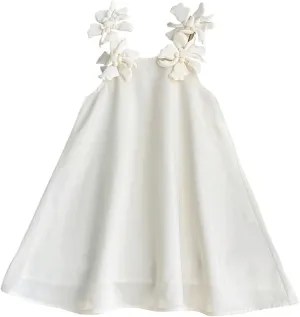 MakeMeChic Girl's 3D Floral A Line Cami Dress Ruffle Sleeveless Summer Mini Dresses