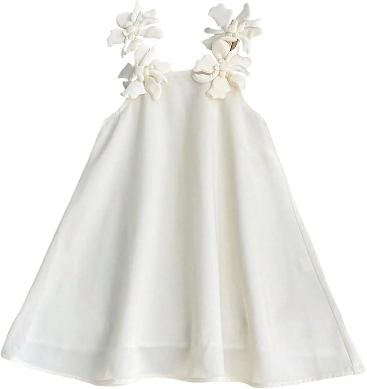 MakeMeChic Girl's 3D Floral A Line Cami Dress Ruffle Sleeveless Summer Mini Dresses