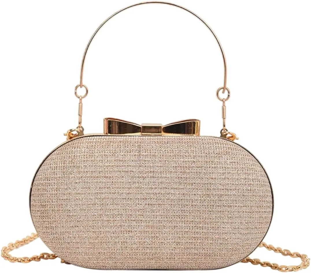 MakeMeChic Women's Glitter Mini Evening Handbags Chain Strap Metallic Clutch Purse Shoulder Bags