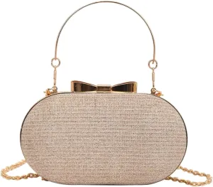 MakeMeChic Women's Glitter Mini Evening Handbags Chain Strap Metallic Clutch Purse Shoulder Bags
