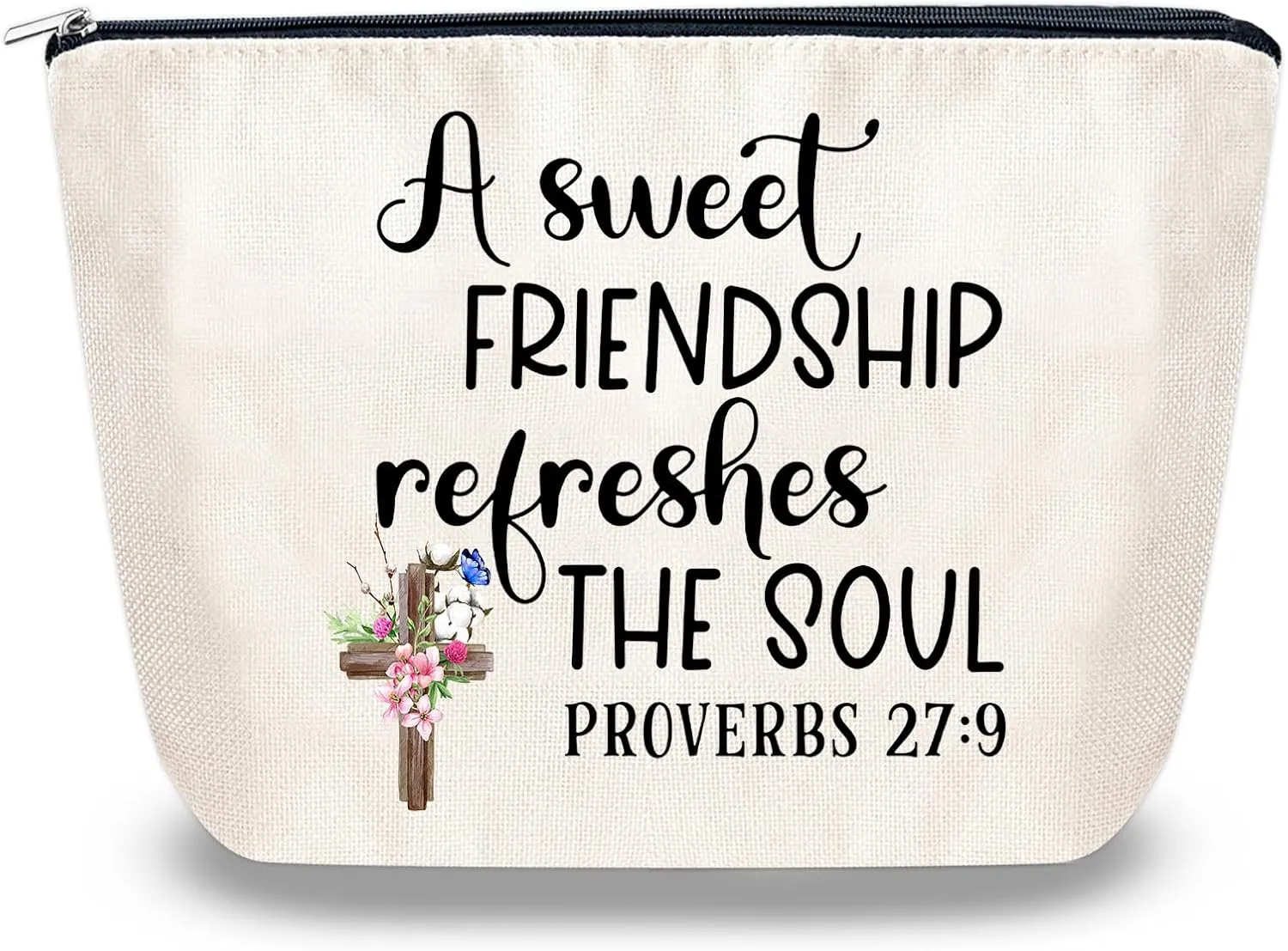 Makeup Bags for Women Secret Sister Gifts Christian Sisters in Christ Cosmetic Pouches Small Makeup Bag Friendship Faith Gift Best Friend Birthday Presents Valentine'S Day Bulk Valentine'S Gifts
