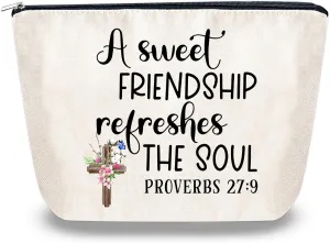 Makeup Bags for Women Secret Sister Gifts Christian Sisters in Christ Cosmetic Pouches Small Makeup Bag Friendship Faith Gift Best Friend Birthday Presents Valentine'S Day Bulk Valentine'S Gifts