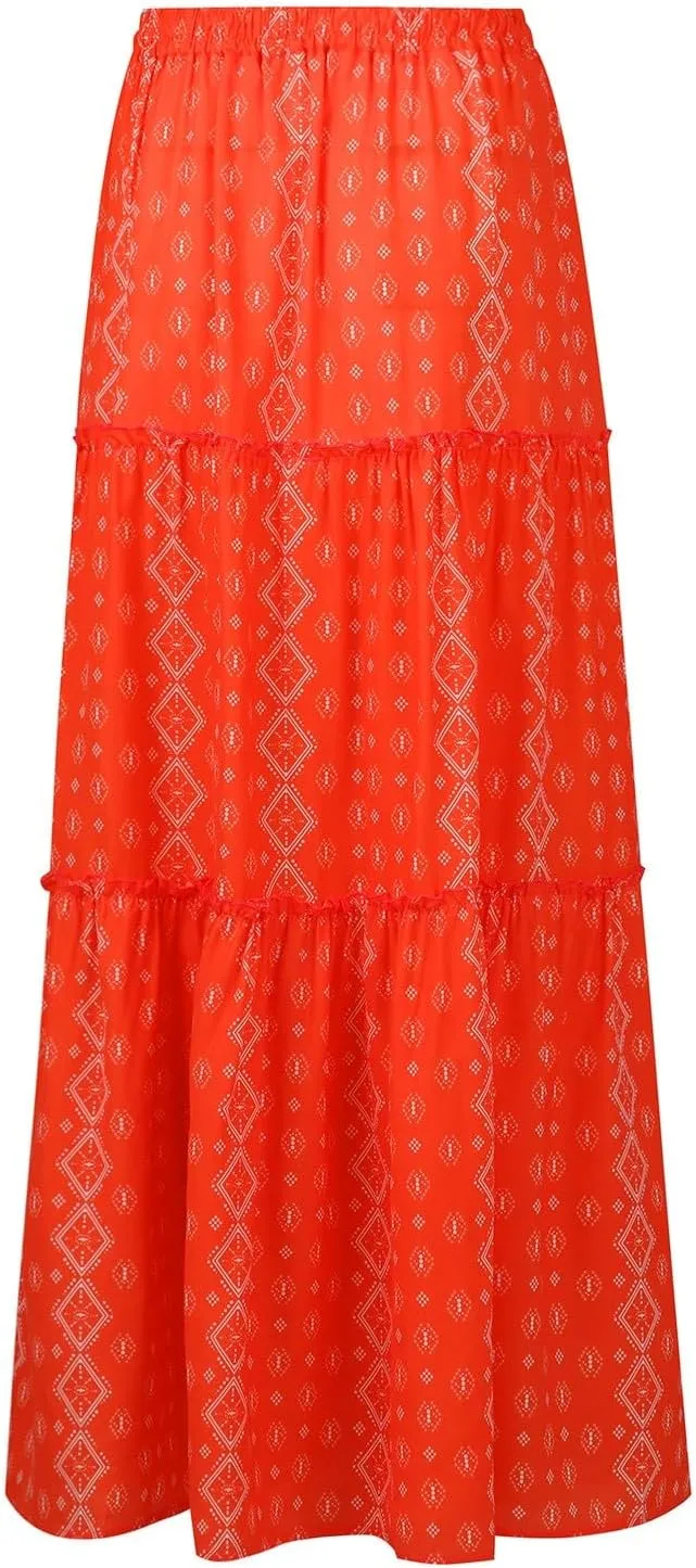 Maxi Skirts for Women Boho Flowy High Waisted Tiered Long Floral Skirts Ladies Casual Bohemian Summer Clothes 2025