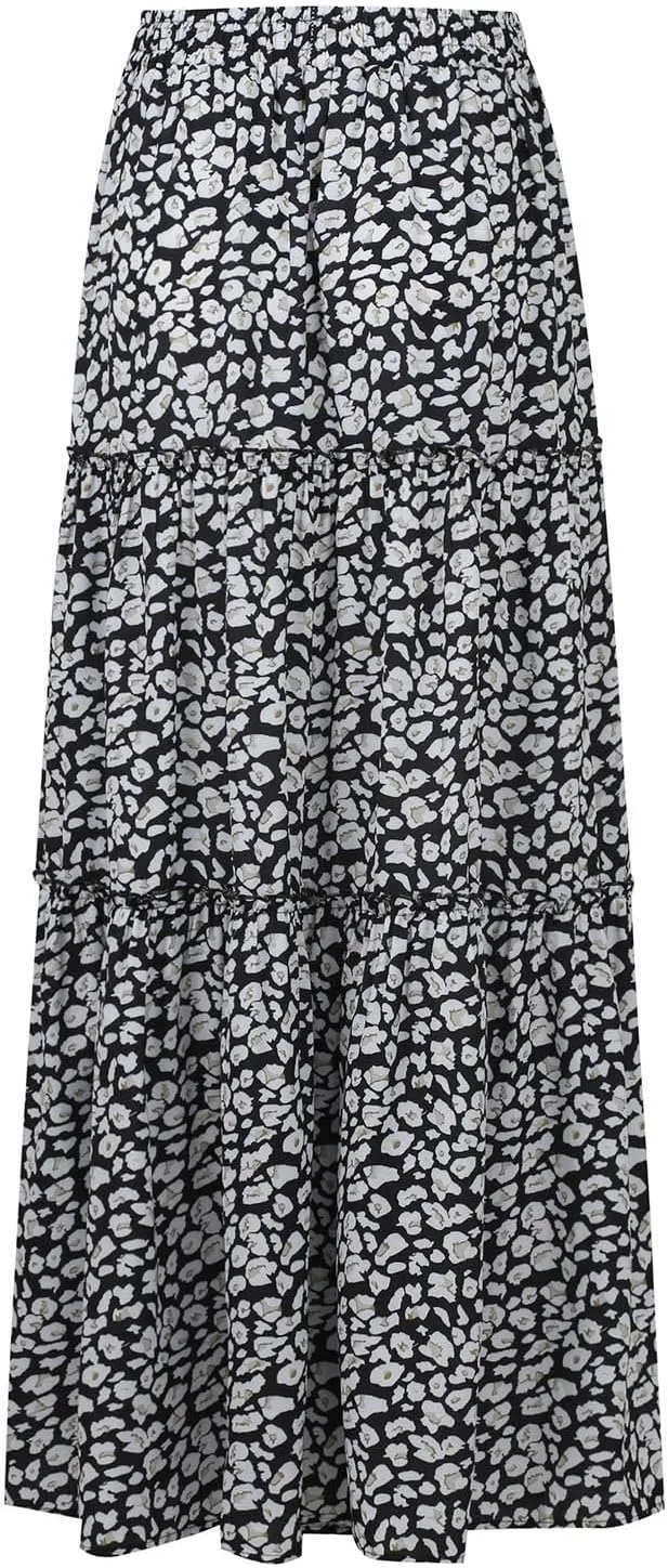 Maxi Skirts for Women Boho Flowy High Waisted Tiered Long Floral Skirts Ladies Casual Bohemian Summer Clothes 2025