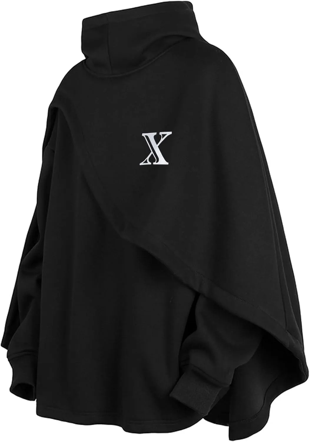 Men's Fashion Poncho Cape Cloak Hoodie Techwear Sweatshirts Unisex Lightweight Patchwork Hip Hop Casual Pullover