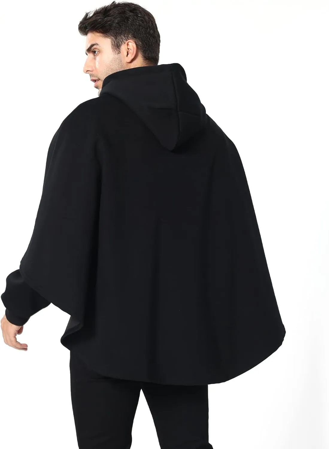 Men's Fashion Poncho Cape Cloak Hoodie Techwear Sweatshirts Unisex Lightweight Patchwork Hip Hop Casual Pullover