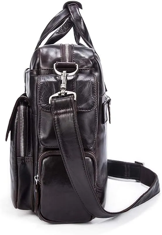 Men's Large Handmade Vintage Leather Briefcase Messenger Shoulder Bag