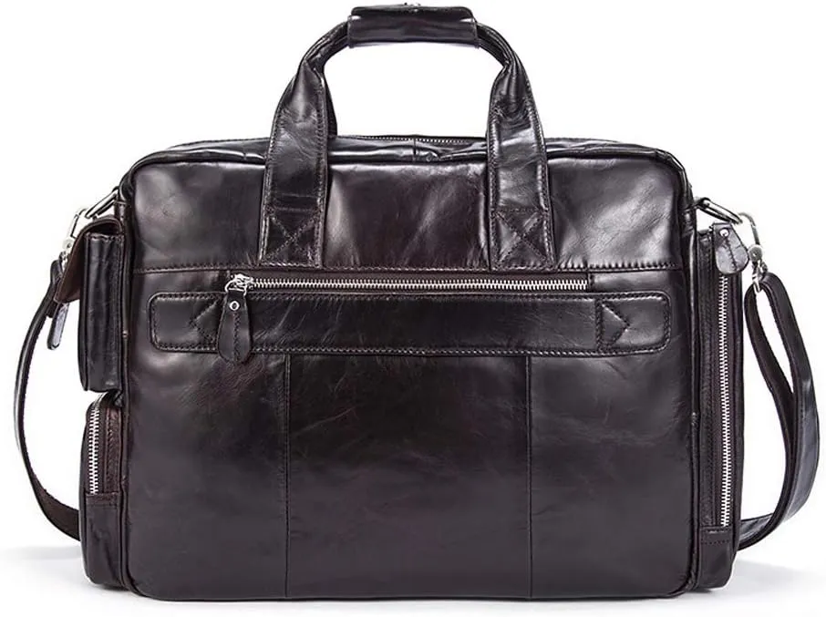 Men's Large Handmade Vintage Leather Briefcase Messenger Shoulder Bag