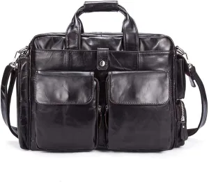 Men's Large Handmade Vintage Leather Briefcase Messenger Shoulder Bag