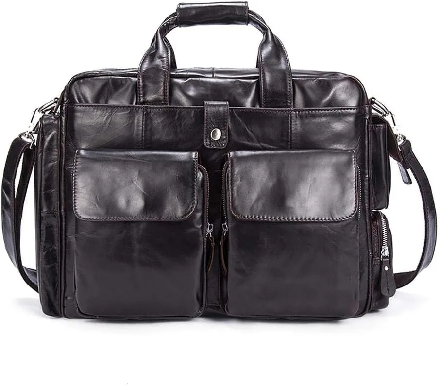 Men's Large Handmade Vintage Leather Briefcase Messenger Shoulder Bag