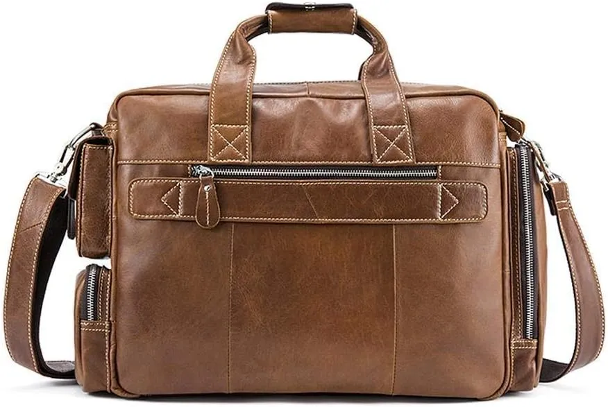 Men's Large Handmade Vintage Leather Briefcase Messenger Shoulder Bag