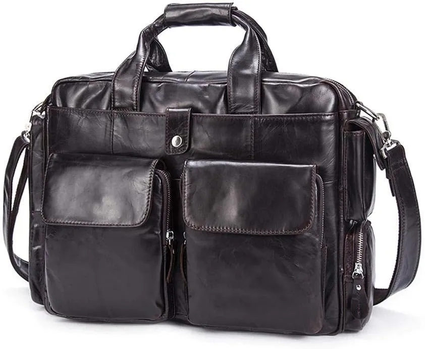 Men's Large Handmade Vintage Leather Briefcase Messenger Shoulder Bag