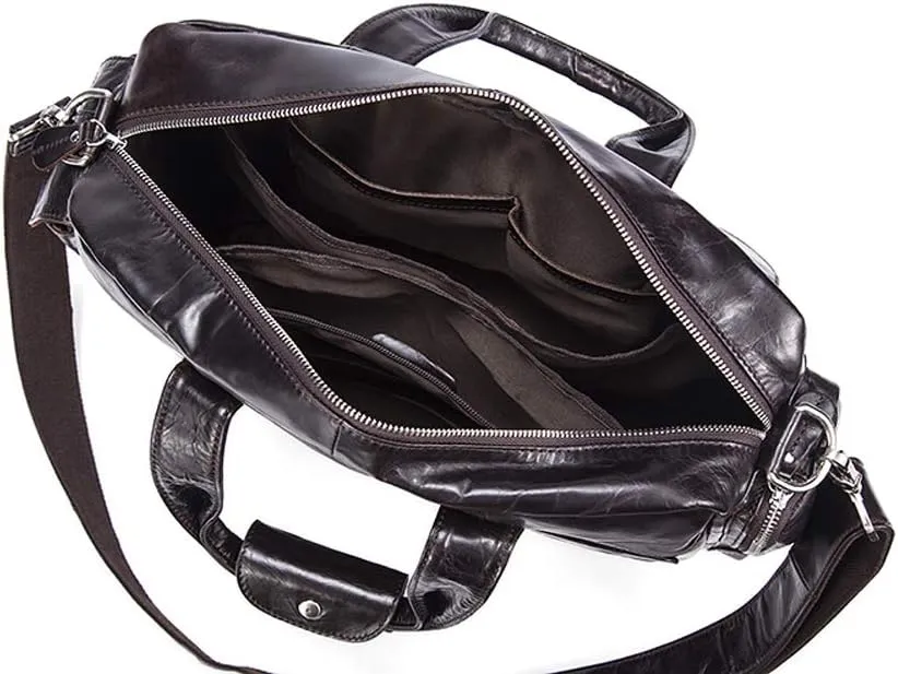 Men's Large Handmade Vintage Leather Briefcase Messenger Shoulder Bag