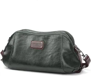 Mn&Sue Women's Crossbody Bags Two Compartment Handbags Casual Shoulder Bag Small Satchel Soft PU Leather Medium Size