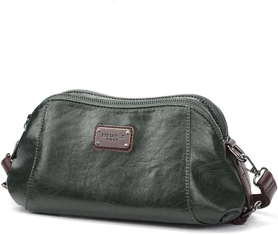 Mn&Sue Women's Crossbody Bags Two Compartment Handbags Casual Shoulder Bag Small Satchel Soft PU Leather Medium Size