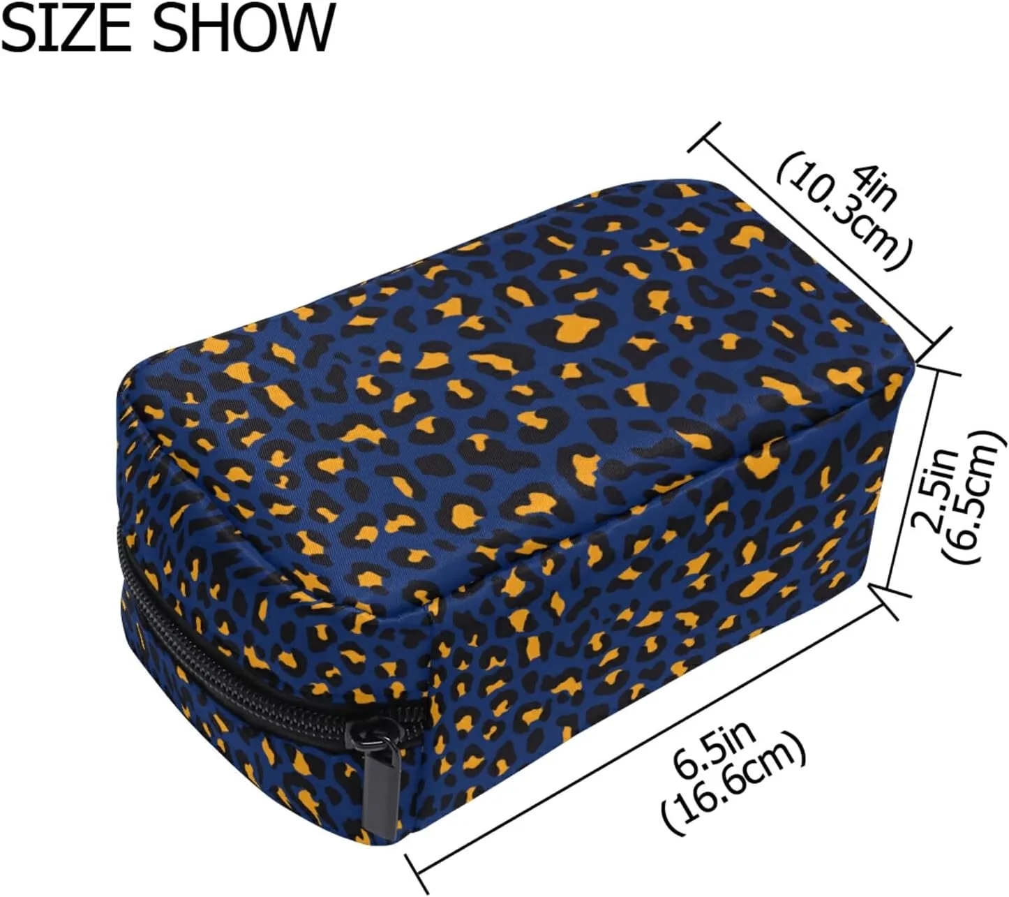 MNSRUU Small Cosmetic Bag for Girl Women Travel, Blue Yellow Leopard Makeup Toiletry Organizer Bags with Compartments