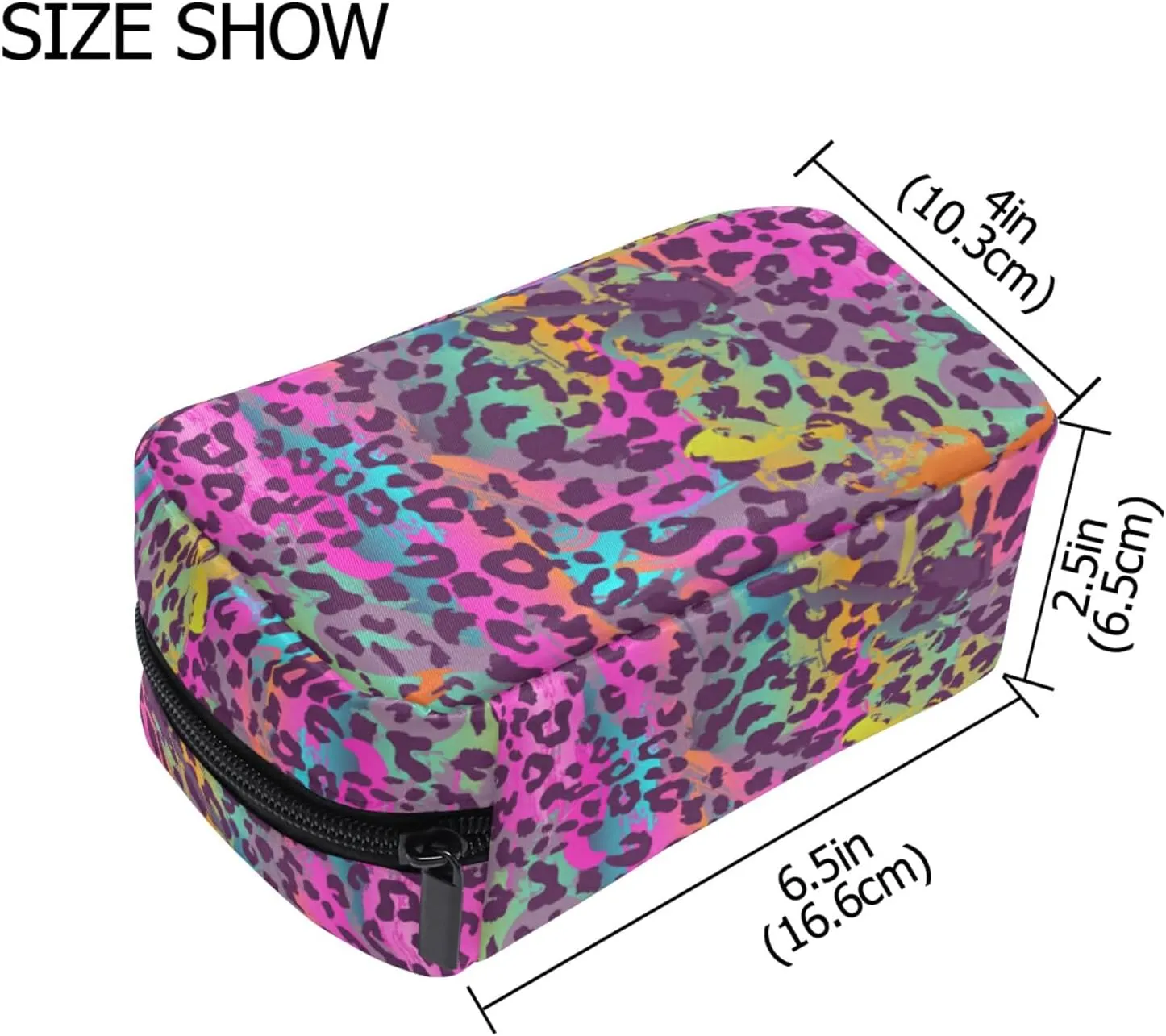 MNSRUU Small Cosmetic Bag for Girl Women Travel, Colorful Leopard Print Makeup Toiletry Organizer Bags with Compartments