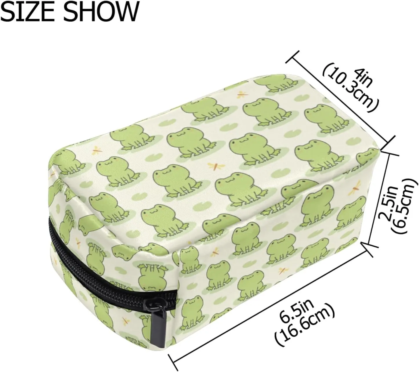 MNSRUU Small Cosmetic Bag for Girl Women Travel, Cute Frog Makeup Toiletry Organizer Bags with Compartments