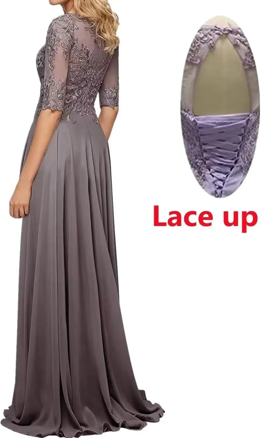 Mother of The Bride Dresses for Wedding 1/2 Sleeves Formal Party Dresses Long Chiffon Wedding Guest Dress