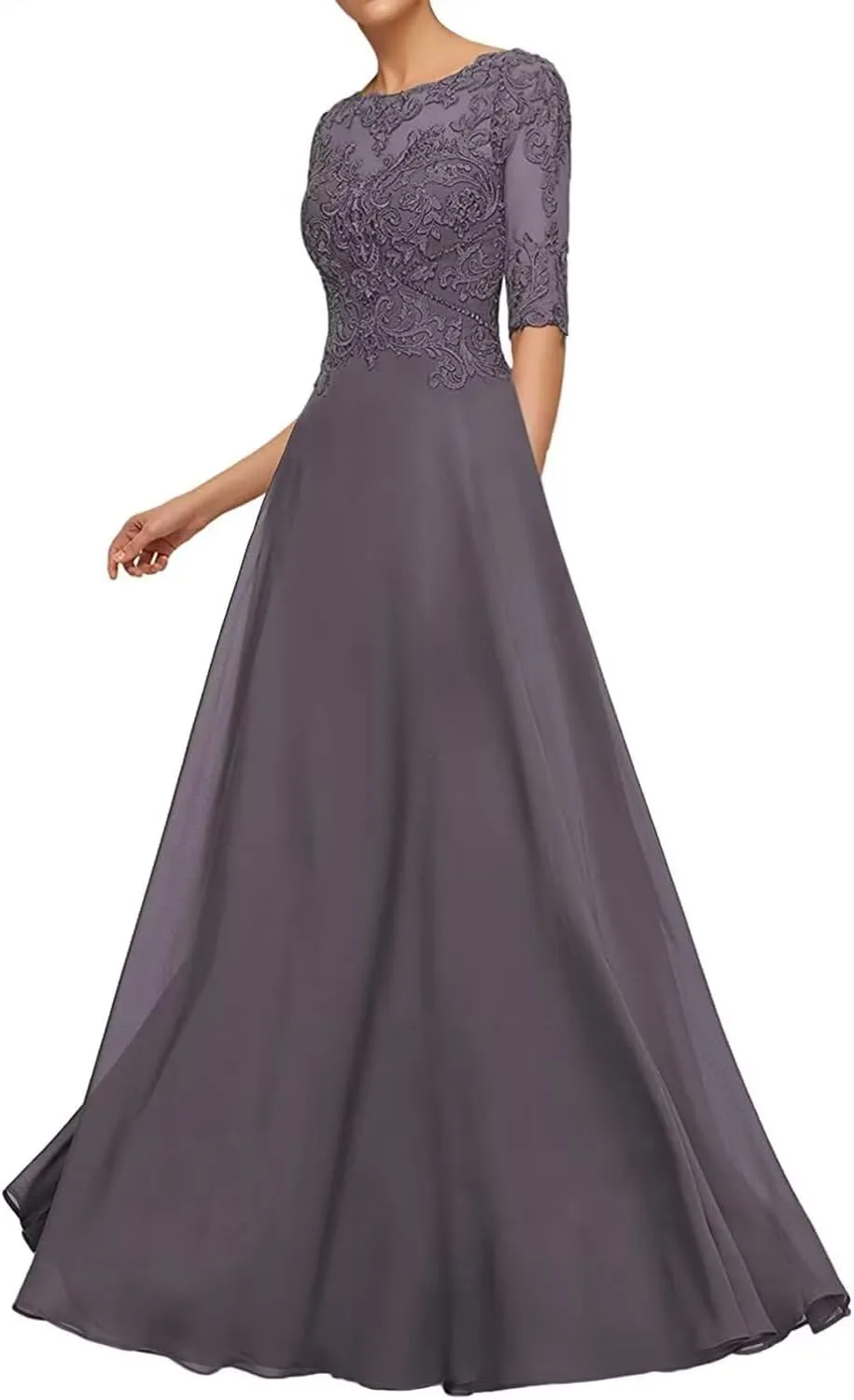 Mother of The Bride Dresses for Wedding 1/2 Sleeves Formal Party Dresses Long Chiffon Wedding Guest Dress