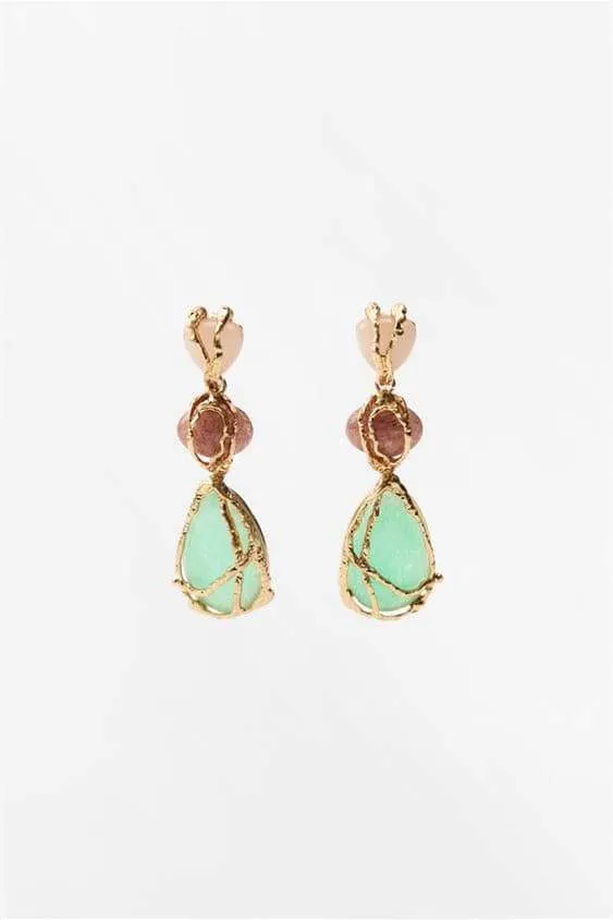 Multi Gem Dangle Earrings
