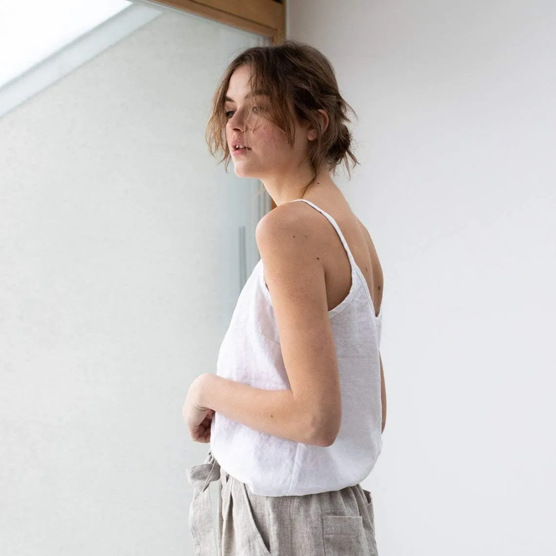 Namcyanly Womens Spaghetti Sleeveless Camisole Cotton Linen Tank Tops Solid Sling Tank Tops Vest Blouse Plus Size