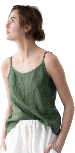Namcyanly Womens Spaghetti Sleeveless Camisole Cotton Linen Tank Tops Solid Sling Tank Tops Vest Blouse Plus Size