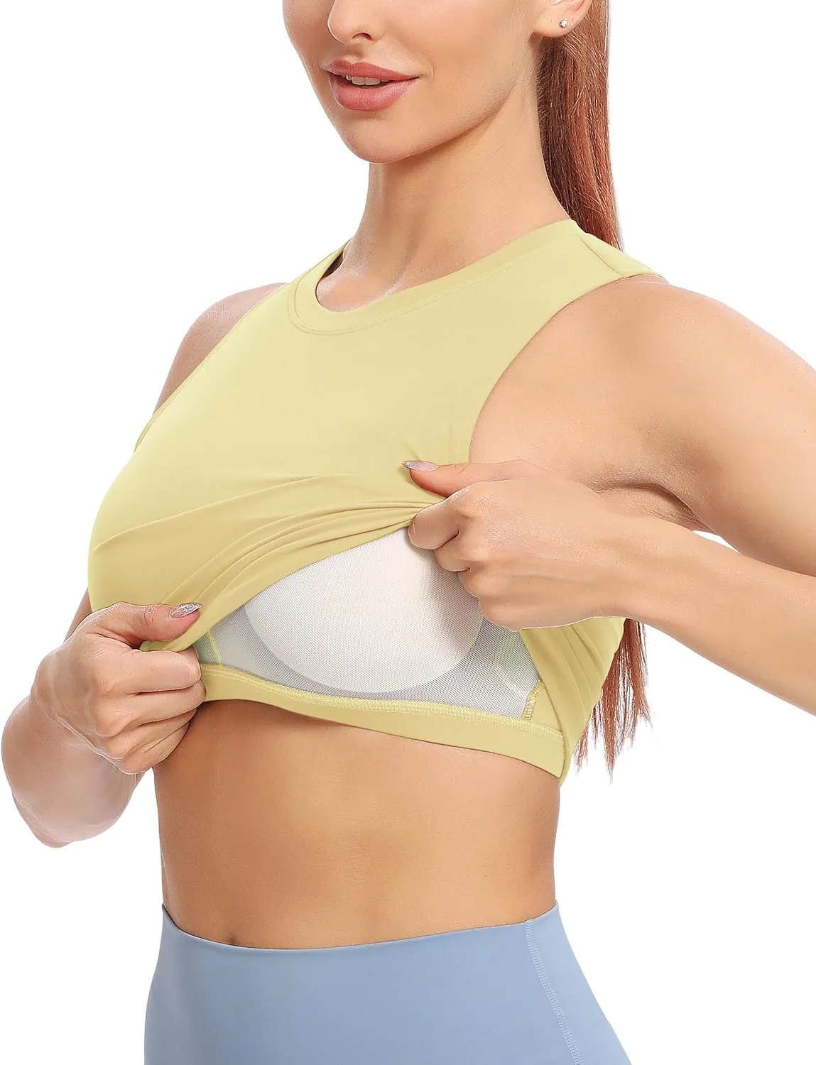 Natural Feelings Nudi Sports Bras for Women Removable Padded Yoga Tank Tops Sleeveless Fitness Workout Crop Tops