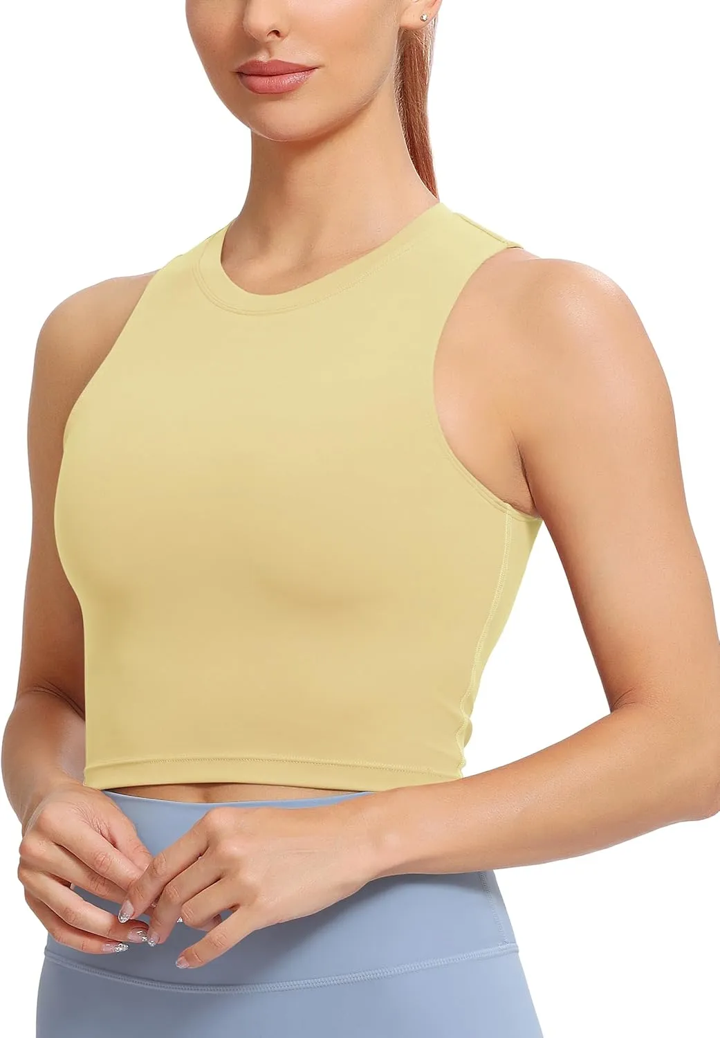Natural Feelings Nudi Sports Bras for Women Removable Padded Yoga Tank Tops Sleeveless Fitness Workout Crop Tops