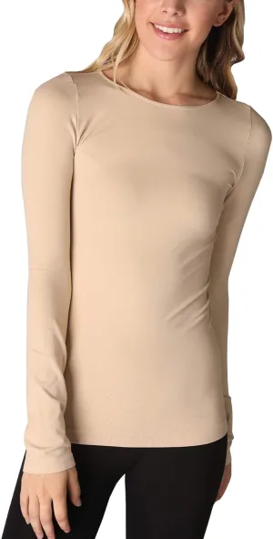 NIKIBIKI Women Seamless Long Sleeve Crew Neck Top, Made in U.S.A, One Size