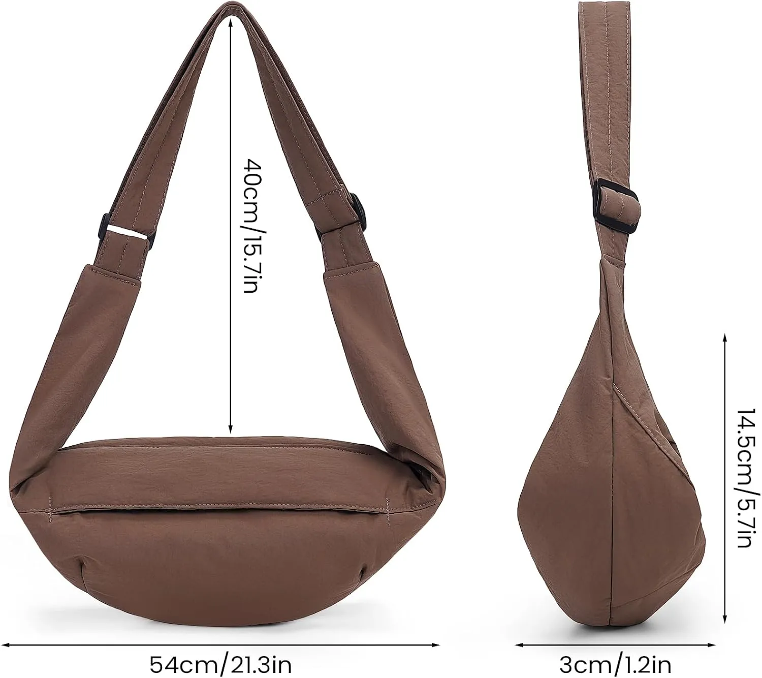 Nylon Crescent Crossbody Bag,Fanny Pack for Women Men Trendy Crossbody Sling Bags Dumpling Bag Travel Purses Belt Bags
