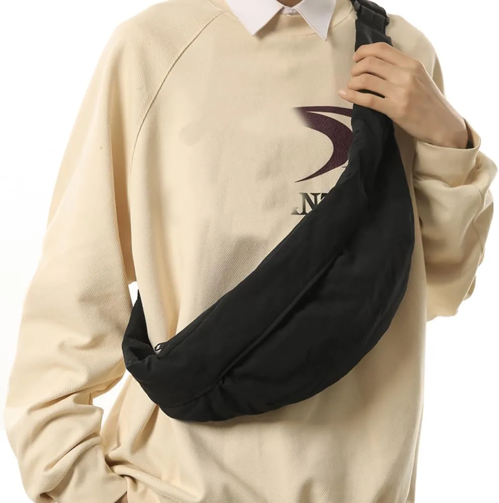 Nylon Crescent Crossbody Bag,Fanny Pack for Women Men Trendy Crossbody Sling Bags Dumpling Bag Travel Purses Belt Bags