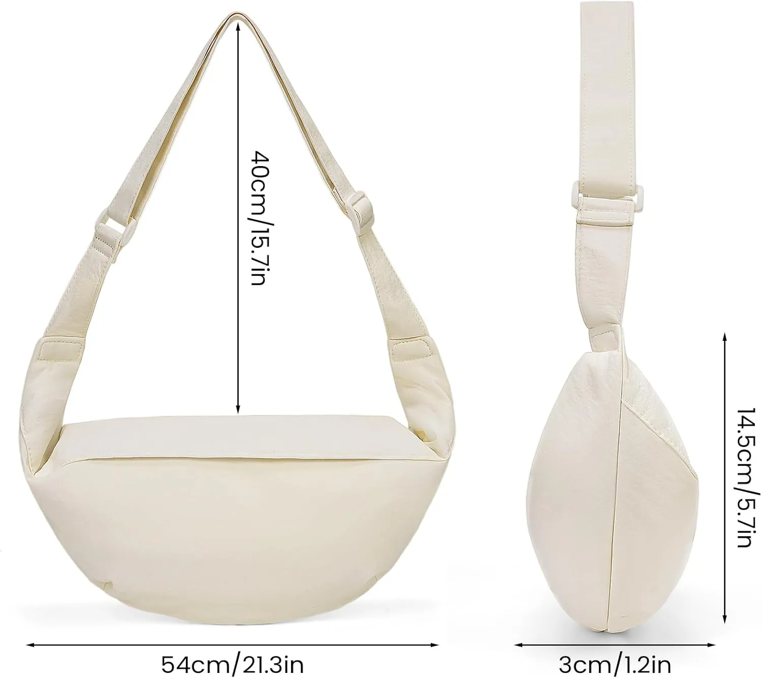 Nylon Crescent Crossbody Bag,Fanny Pack for Women Men Trendy Crossbody Sling Bags Dumpling Bag Travel Purses Belt Bags