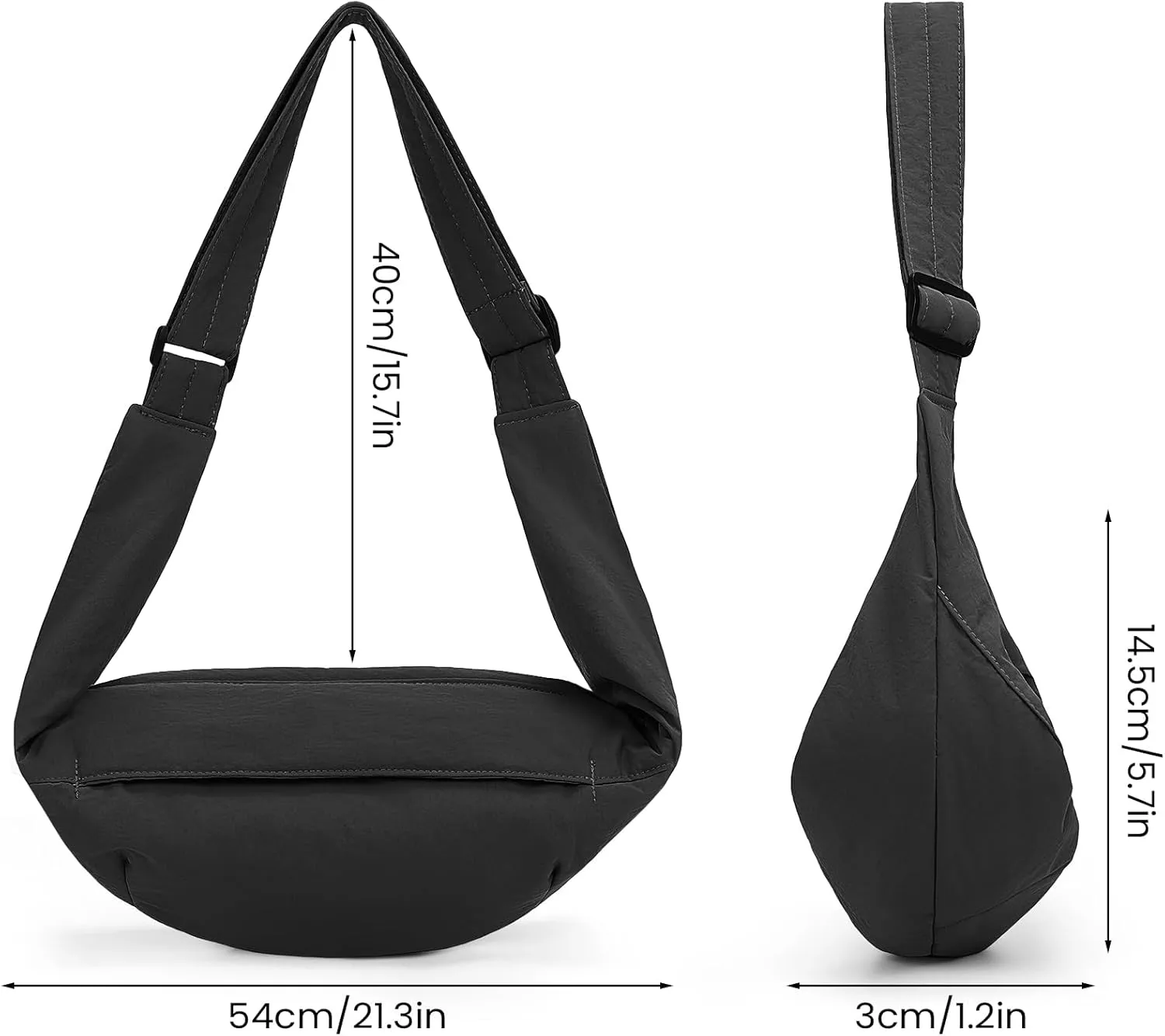 Nylon Crescent Crossbody Bag,Fanny Pack for Women Men Trendy Crossbody Sling Bags Dumpling Bag Travel Purses Belt Bags