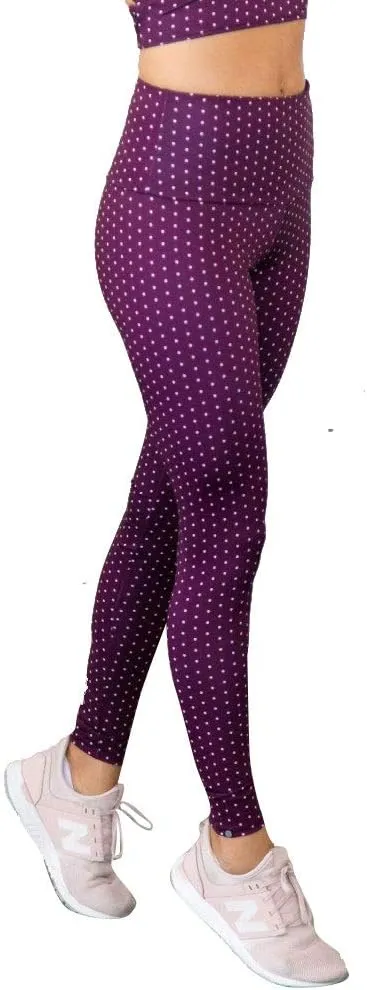 Onzie Hot Yoga High Rise Legging 228 Aubergine Dot (Aubergine Dot, Small/Medium)