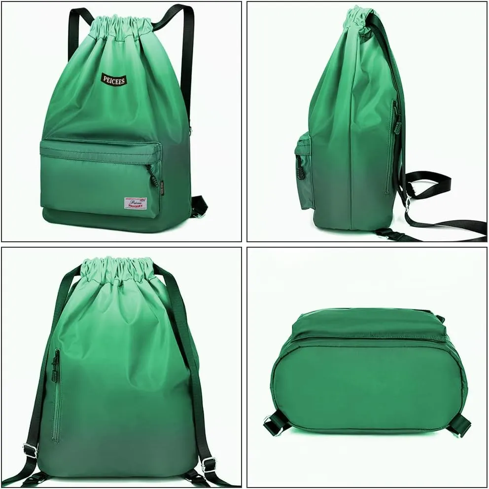 Peicees Waterproof Drawstring Sport Bag Lightweight Sackpack Backpack for Men and Women