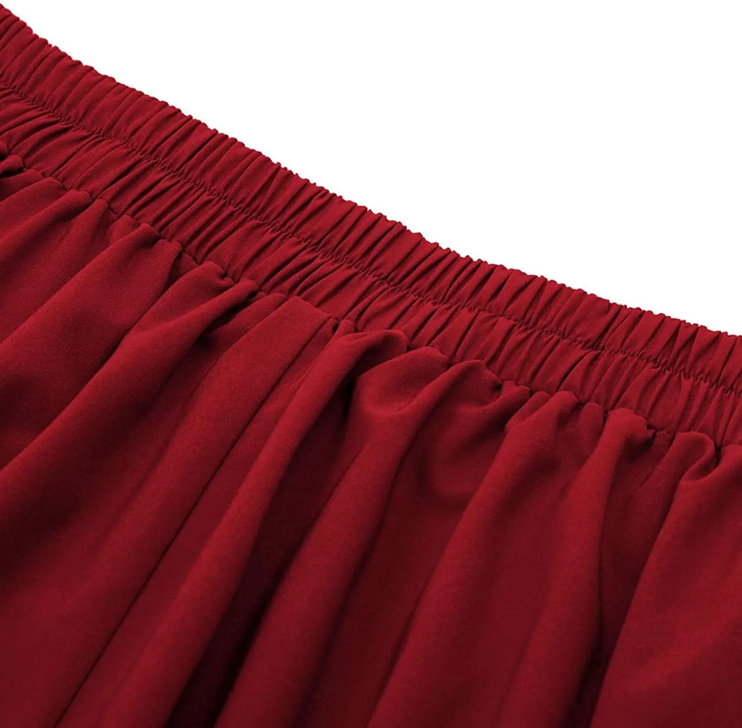 Pleated Midi Skirts for Women High Waisted A-Line Pleated Skirts Elastic Knee Length Casual Flowy Swing Flared Skirt